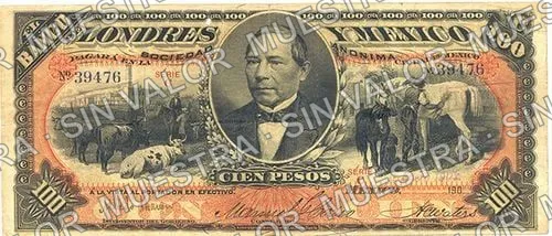 100 pesos, Banco de Londres y México (M275), M275q $100 stamped 'TORREON', anverso