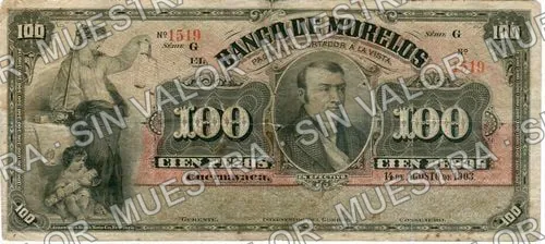 100 pesos, Banco de Morelos (M421), anverso