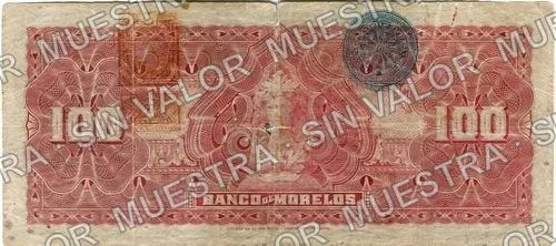 100 pesos, Banco de Morelos (M421), reverso