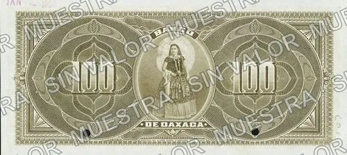 100 pesos, Banco de Oaxaca (M451), reverso