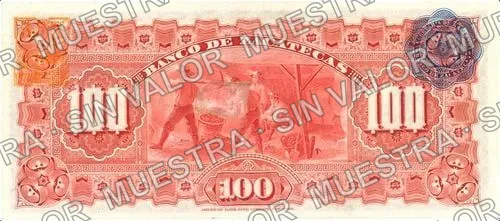 100 pesos, Banco de Zacatecas (M579), reverso