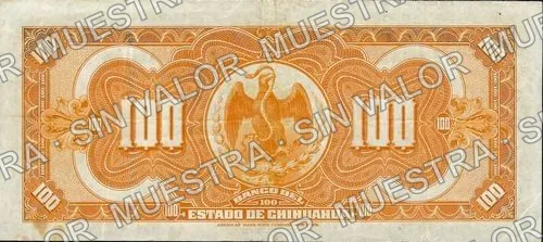 100 pesos, Banco del Estado de Chihuahua (M99), reverso