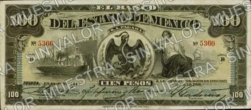 100 pesos, Banco del Estado de México (M400), anverso