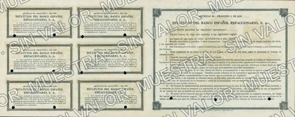 100 pesos, Banco Español Refaccionario (M453), reverso (M453 $100 Banco Español Refaccionario specimen)