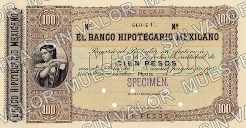 100 pesos, Banco Hipotecario Mexicano (M216), anverso