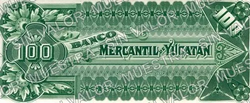 100 pesos, Banco Mercantil de Yucatán (M544), reverso