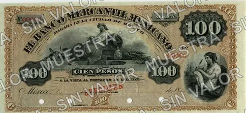 100 pesos, Banco Mercantil Mexicano (M287), anverso