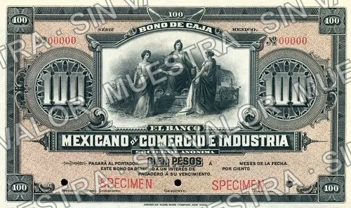 100 pesos, Banco Mexicano de Comercio é Industria (M291), anverso
