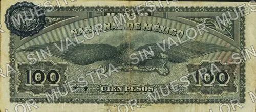 100 pesos, Banco Nacional de México (M302), reverso