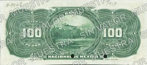 100 pesos, Banco Nacional de México (M303), reverso