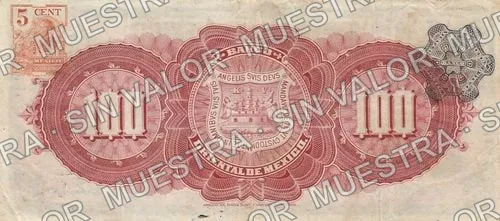 100 pesos, Banco Oriental de México (M464), reverso