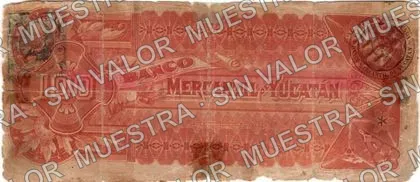 100 pesos, Banco Peninsular Mexicano (M558), M558 $100 Banco Peninsular Mexicano, reverso