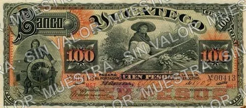 100 pesos, Banco Yucateco (M568), M568a $100 Banco Yucateco, anverso
