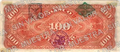 100 pesos, Banco Yucateco (M568), M568a $100 Banco Yucateco, reverso