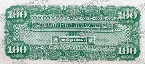 100 pesos, Benito Aznar (M783), M783a $100 Benito Aznar, reverso