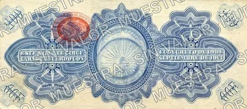 100 pesos, Gobierno Provisional de México (M1244), reverso (M1244a $100 Gobierno Provisional de México)