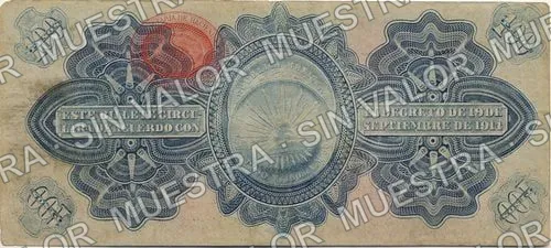100 pesos, Gobierno Provisional de México (M1244), reverso