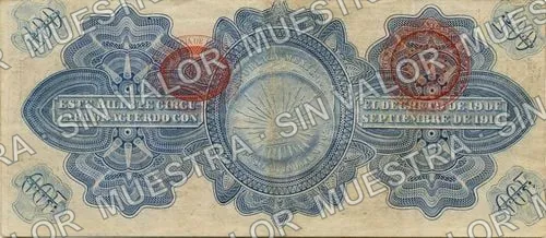100 pesos, Gobierno Provisional de México (M1244), reverso (M1244c $100 Gobierno Provisional de México 'REVALIDADO')