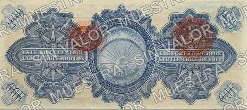 100 pesos, Gobierno Provisional de México (M1244), reverso (M1244c $100 Gobierno Provisional de México 'REVALIDADO')