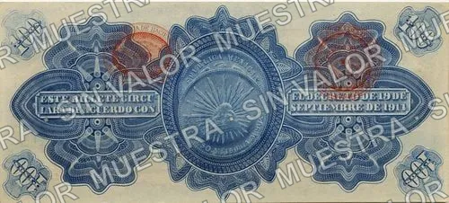 100 pesos, Gobierno Provisional de México (M1244), reverso (M1244c $100 Gobierno Provisional de México 'REVALIDADO')