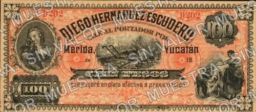 100 pesos, Hernández Escudero (M789), anverso