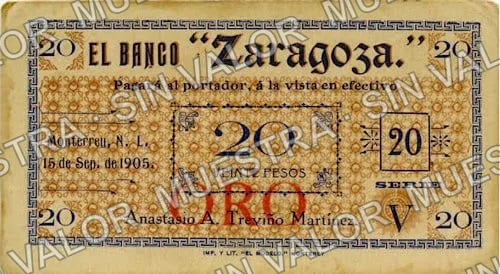 .12 $1 Banco "Zaragoza" (M738), M738.12 $1 Banco "Zaragoza", anverso