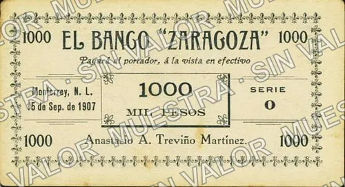 .12 $1 Banco "Zaragoza" (M738), M738.12 $1 Banco "Zaragoza", anverso