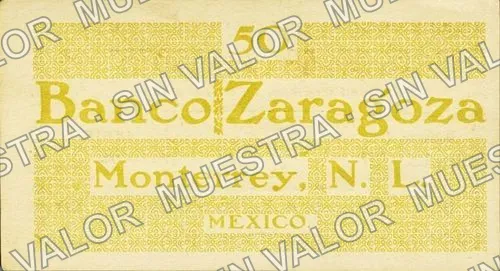 .12 $1 Banco "Zaragoza" (M738), reverso (M738.6c $50 Banco "Zaragoza")