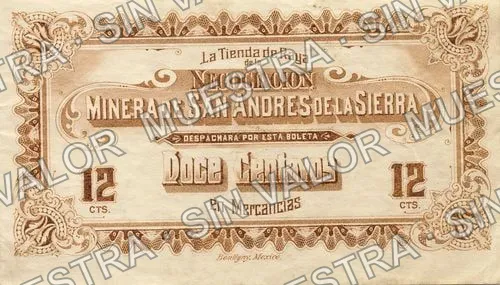 12 centavos, Negociación Minera de San Andres de la Sierra (M705), M705 12c Negociación Minera de San Andres de la Sierra, anverso