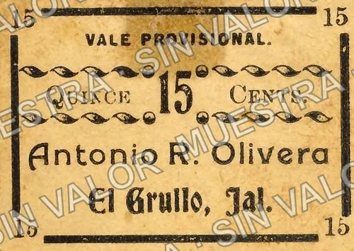 15 centavos, Antonio R. Olivera (M2464), M2464 15c Antonio R. Olivera, anverso