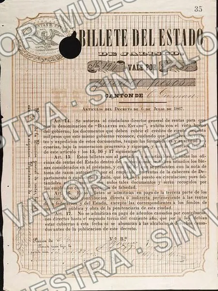 15 pesos, Billete del Estado (M34), M34 $15 Billete del Estado, anverso