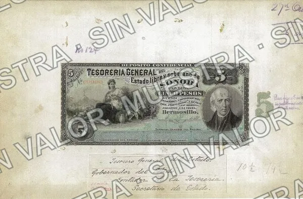 .2 $1 Tesorería General (M759), anverso (M759.3 $5 Tesorería General)