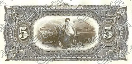 .2 $1 Tesorería General (M759), reverso (M759.3 $5 Tesorería General)