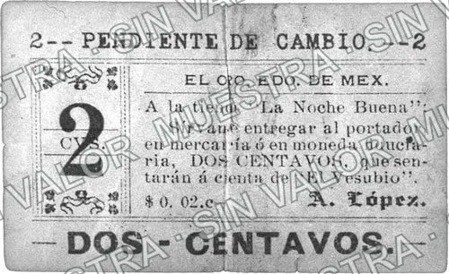 2 centavos, A. López (M2850), anverso