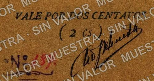 2 centavos, Cía. Minera "La Peña y Cazadores" (M2033), anverso