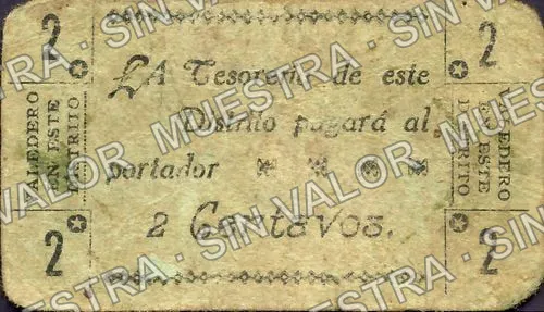2 centavos, Distrito de Jonacatepec (M3222), M3222 2c Distrito de Jonacatepec, reverso