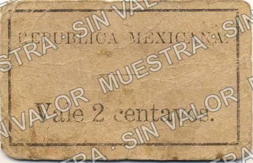 2 centavos, Distrito de Matamoros (M3557), M3557a 2c Distrito de Matamoros, reverso