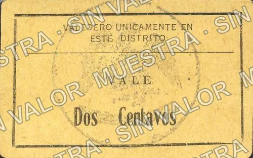 2 centavos, Distrito de Matamoros (M3557), M3557b 2c Distrito de Matamoros, reverso