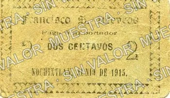 2 centavos, Francisco S. Acevedo (M3437), anverso
