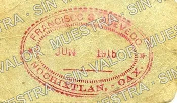2 centavos, Francisco S. Acevedo (M3437), reverso