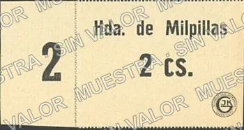 2 centavos, Hacienda de Milpillas (M2401), M2401 2c Hacienda de Milpillas, anverso