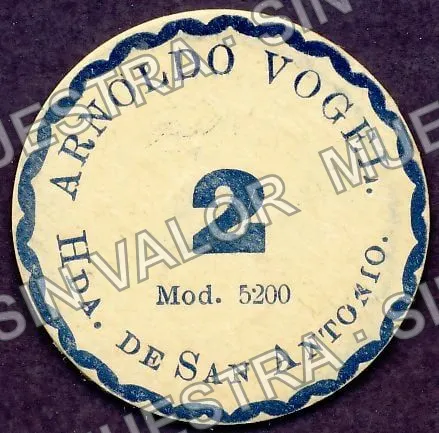 2 centavos, Hda. de San Antonio (M1230), anverso (M1230b 2c Hda. de San Antonio)