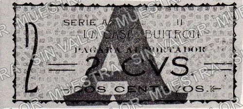 2 centavos, La Casa Buitron (M3030), M3030 2c La Casa Buitron., anverso
