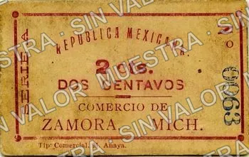 2 centavos, Rosendo Tamayo y Cía (M3144), anverso