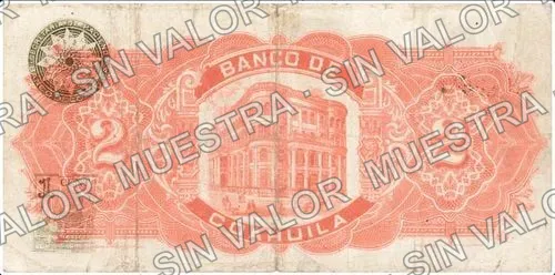2 pesos, Banco de Coahuila (M176), reverso