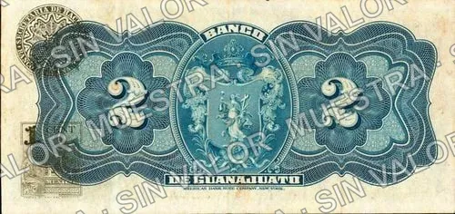 2 pesos, Banco de Guanajuato (M349), reverso