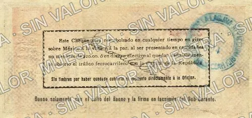 2 pesos, Banco de la Laguna (M1011), reverso