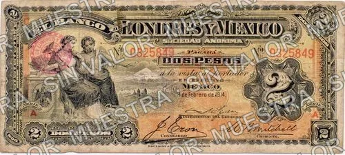 2 pesos, Banco de Londres y México (M280), anverso