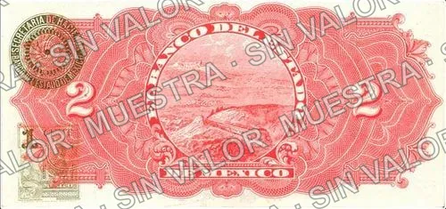 2 pesos, Banco del Estado de México (M405), reverso