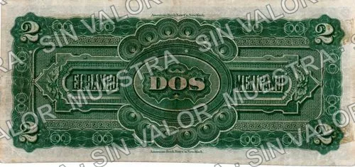 2 pesos, Banco Mejicano (M113), reverso
